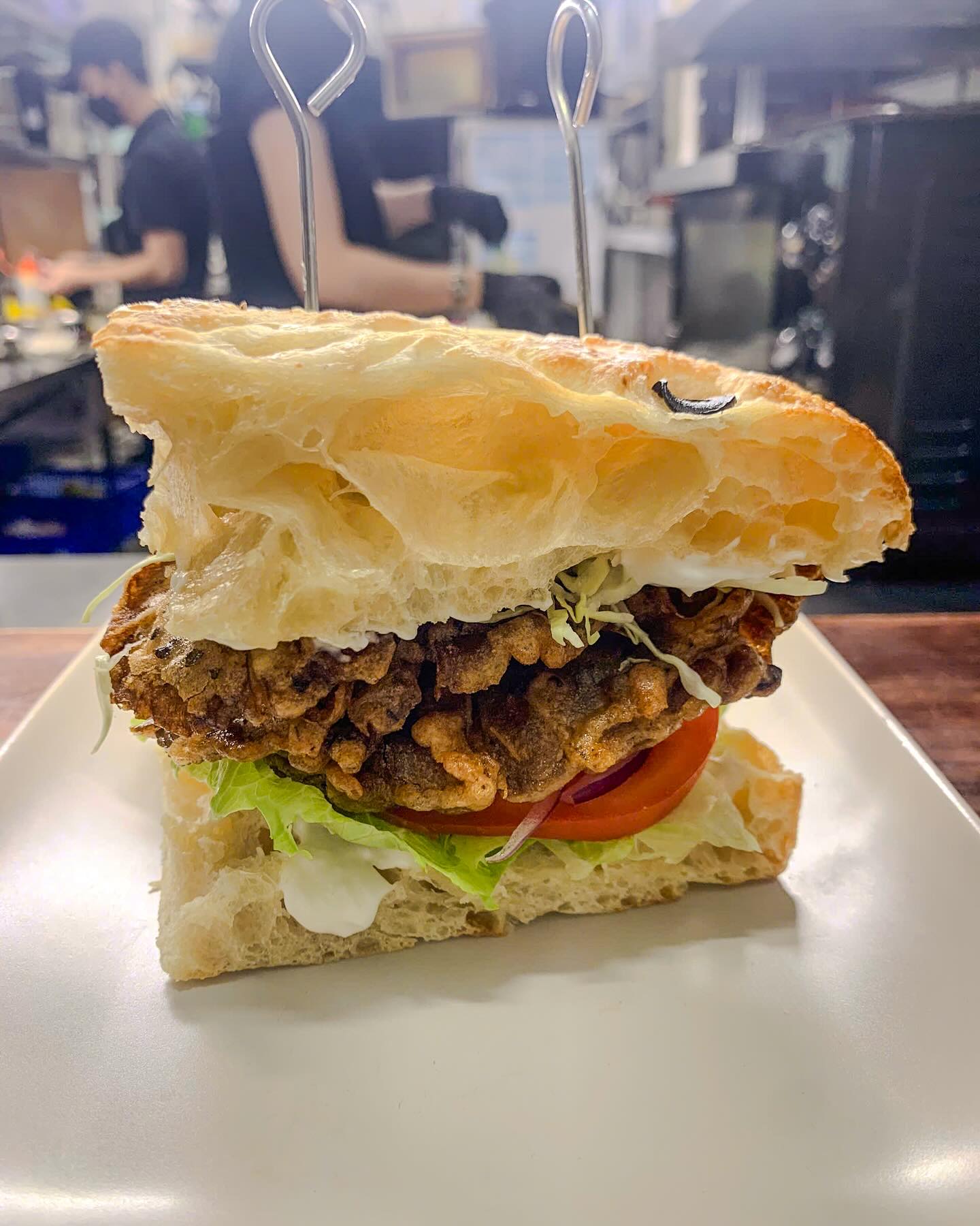 TEMPURA MUSHROOM Focaccia